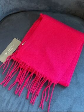 Ann Taylor Fuchsia Cashmere Fringed Scarf